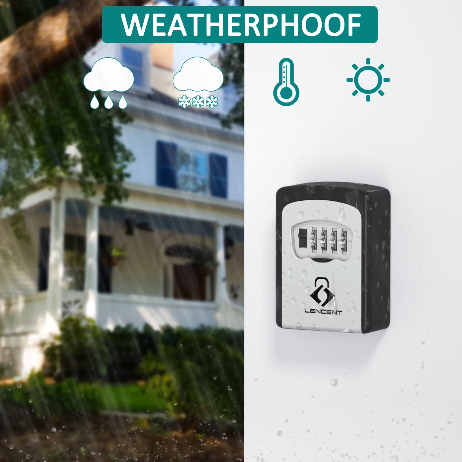 Продажа Ящик для ключей LENCENT с паролем для улицы, ящик для хранения ключей с креплением на стену, секретный ящик для хранения ключей, органайзер, 4-зна...