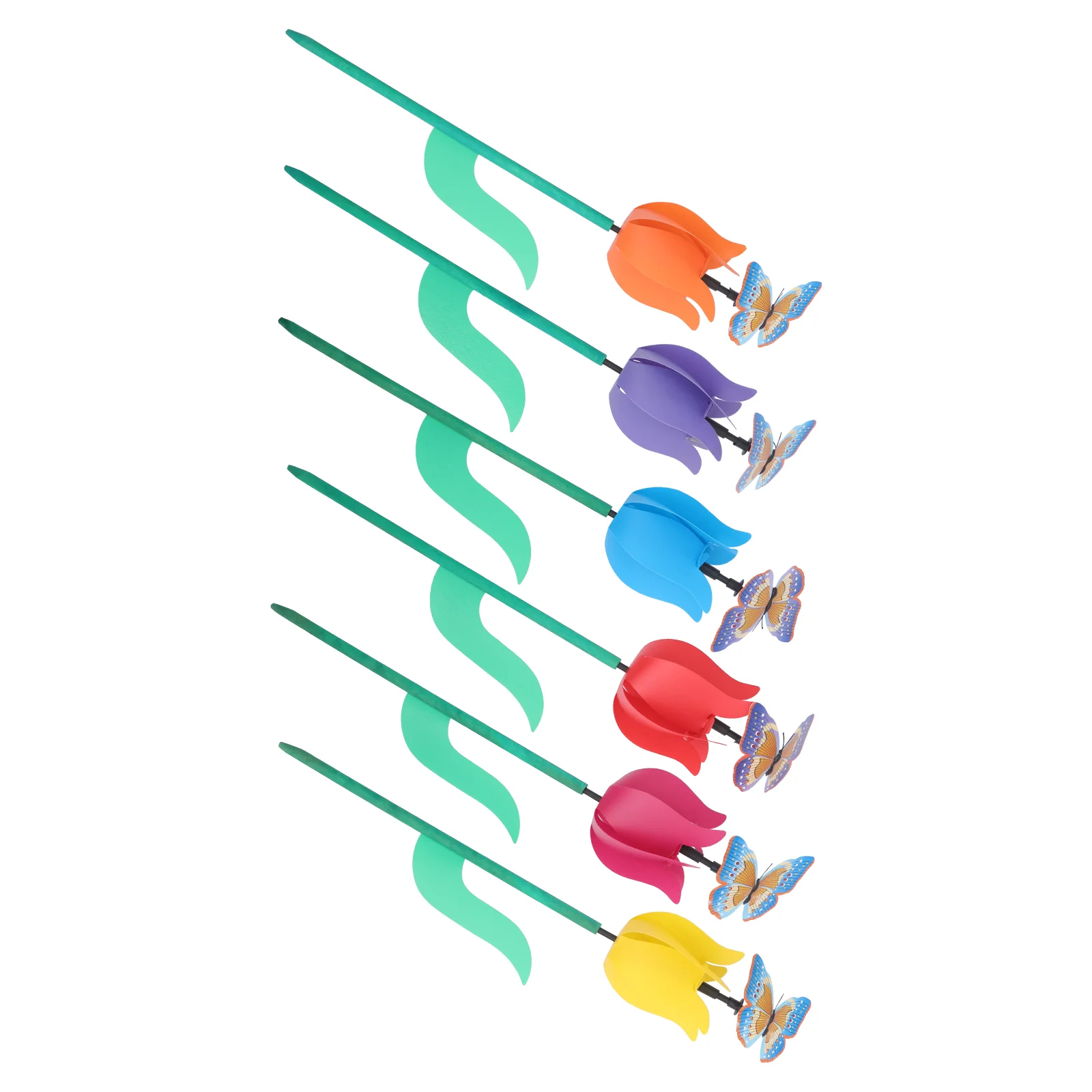 

Flower Windmill Tulip Wind Lawn Stakes Tulips Yard Garden Windmills Kids Pinwheel Faux Artificial Stemsspinners Rainbow