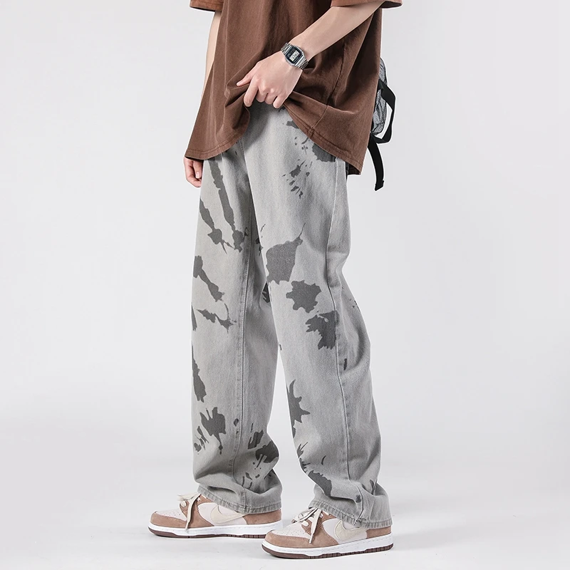 Streetwear Hip Hop Jeans Men 2022 Retro Casual Washed Wide Leg Pants Korean Oversized Straight Leg Mopping Y2K Trousers Women