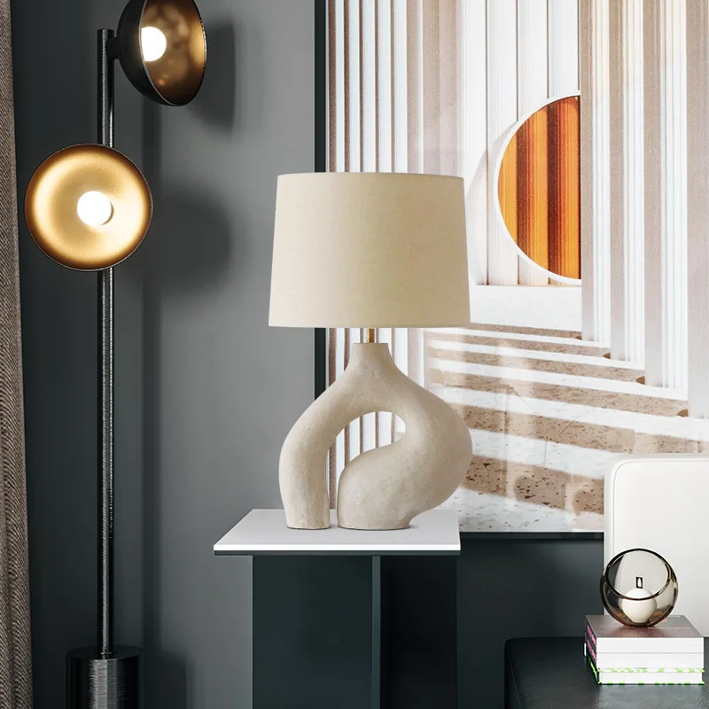 

Modern Minimalist Desk Lamp Nordic Art Fabric Lampshade Bedroom Bedside Lamp Study Sample Room Living Room Decor Table Lights D