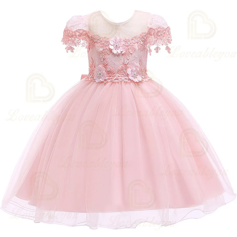 

Girls Christmas Princess Dress Applique Summer Children Short Sleeve Puffy Dresses Baby Girl Cartoon New Fashion Party Clothing