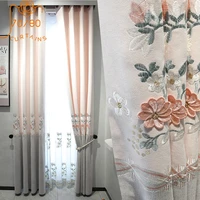 girls room pink chenille embroidered embroidered curtains for living room bedroom dining room partition curtain finished