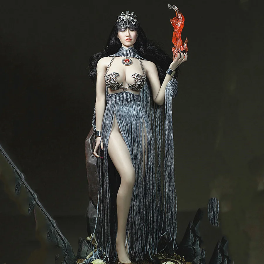 

Коллекция 1/6 года, металлический бюстгальтер и юбка с бахромой, шаль из драгоценных камней, одежда для экшн-фигурок Phicen Tbleague JIAOUL, богиня земли