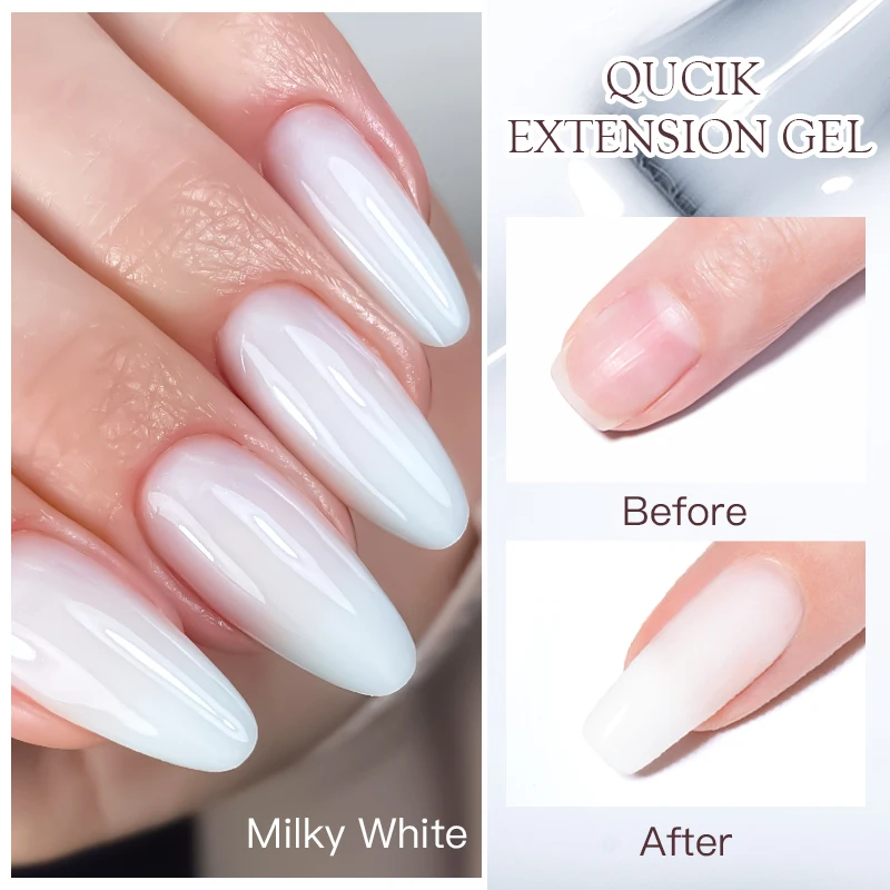 

MEET ACROSS 7ml Acrylic UV Nail Gel Quick Building Nail Gel Polish Milky White Clear Nail Tips Builder UV Gel Base Top Needed