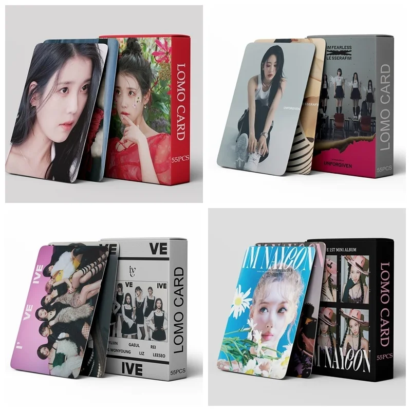 

55 Cards/set Kpop IVE IU TWICE LE New Album LOMO Card Photocard Set Printed Photo Card Collectible Small Card Kpop Girl Fan Gift