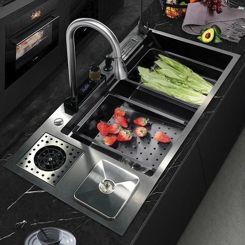 Сотовый мусорный бак Cocina водопад кухонная раковина технология большой цифровой