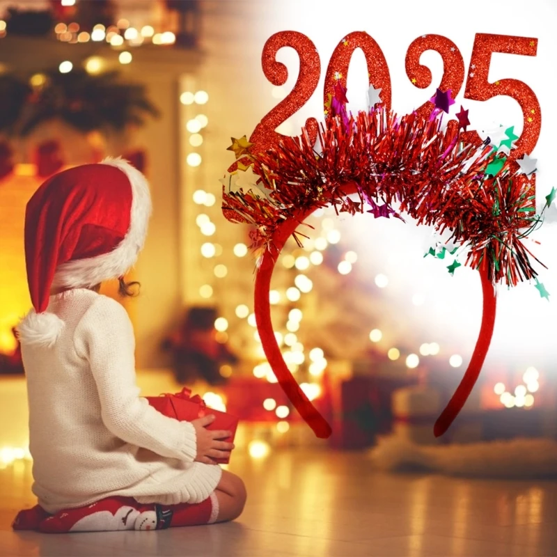 Практичная золотая новогодняя повязка на голову 2025 костюмный головной убор