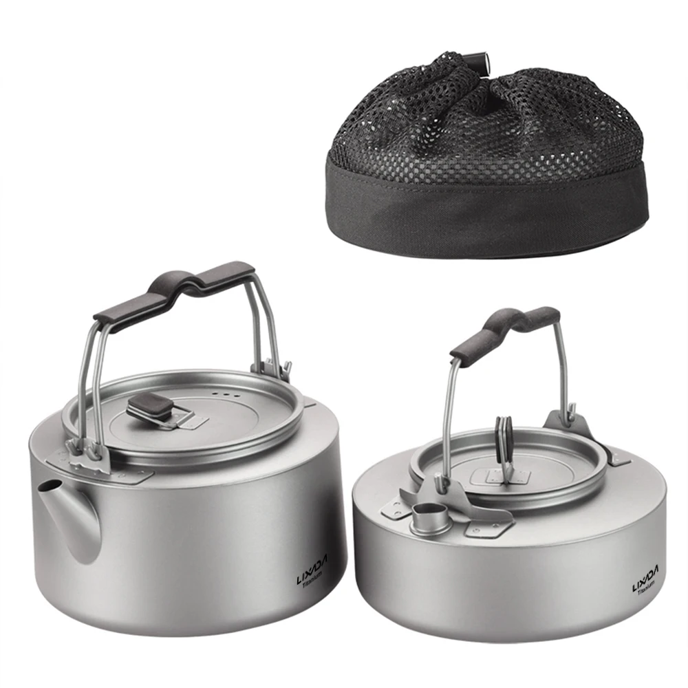 

600ml / 1000ml Titanium Tea Pot Kettle Lightweight Camping Tea Kettle Coffee Pot for Home Kitchen and Outdoor Activities