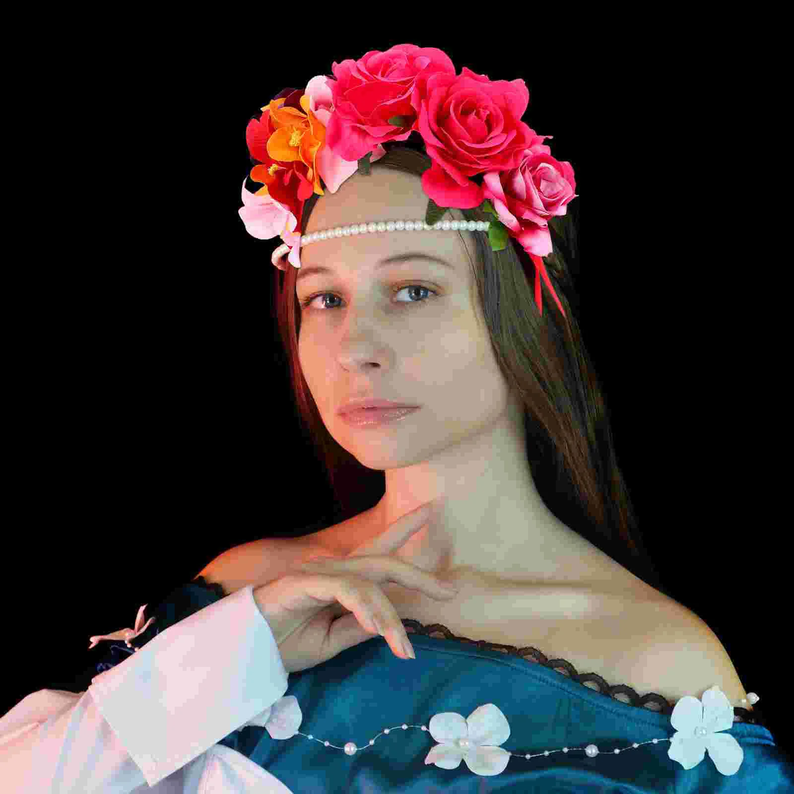 Повязка на голову с орхидеей цветочные волосы головной убор Хэллоуин гирлянда