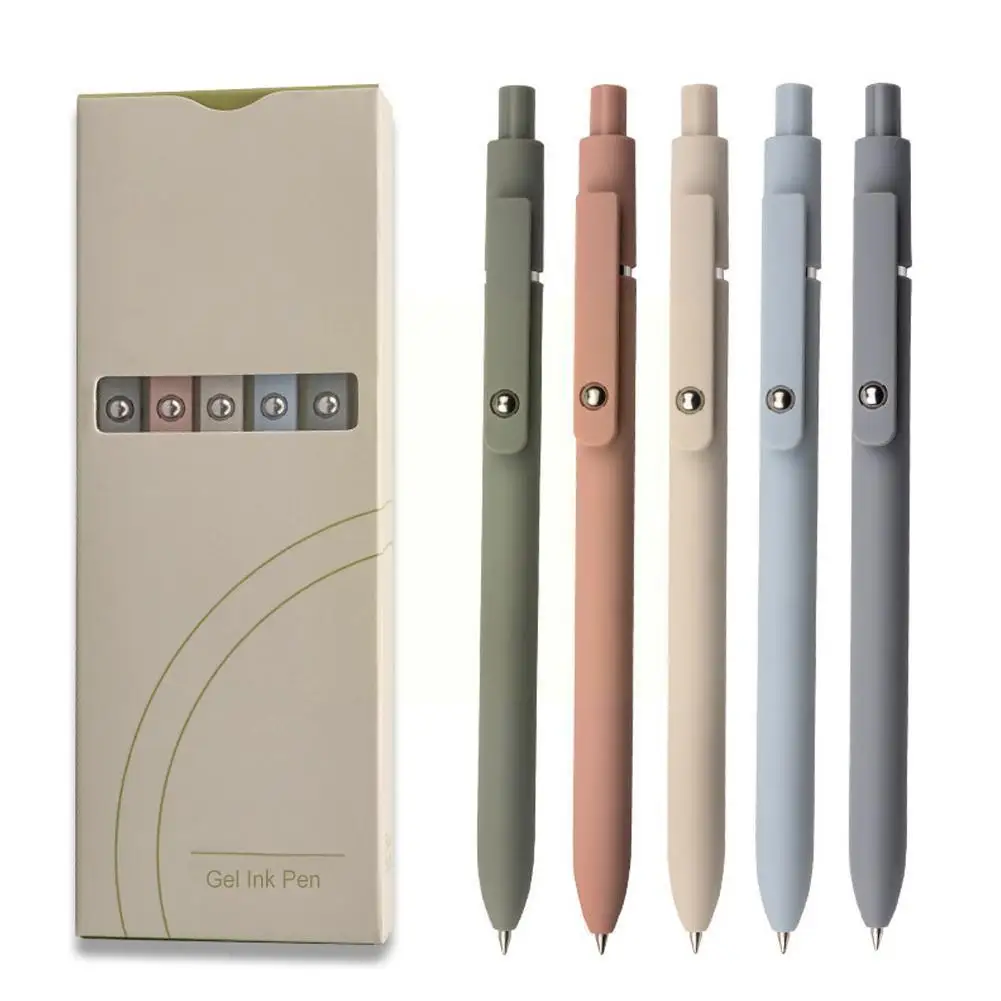 

5 шт. простой набор цветных гелевых ручек Morandi, шариковая ручка 0,5 мм для студентов и школы, черная офисная ручка X7b9