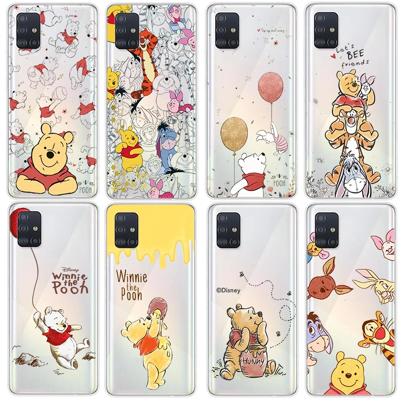 

Disney Winnie The Pooh Cute Phone Case For Samsung Galaxy A73 A53 A33 A72 A52 A12 A71 A51 A21S 4G 5G Transparent Shell Cover