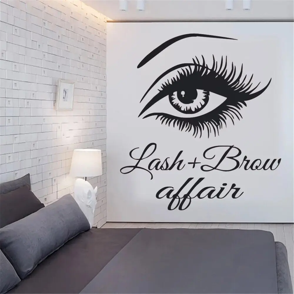 

Eyelash & Eyebrow Wall Stickers Beauty Salon Decoration Long Eyelashes Lash Brow Affair Mural Vinyl Eyelashes Decals DW20369
