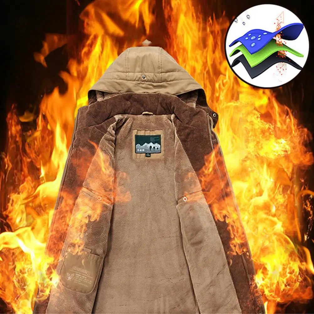 New in Men'S Coat Lapel Outwear Vintage Thicken Middle-aged Coat  Men Parkas Jacket Dropshipping