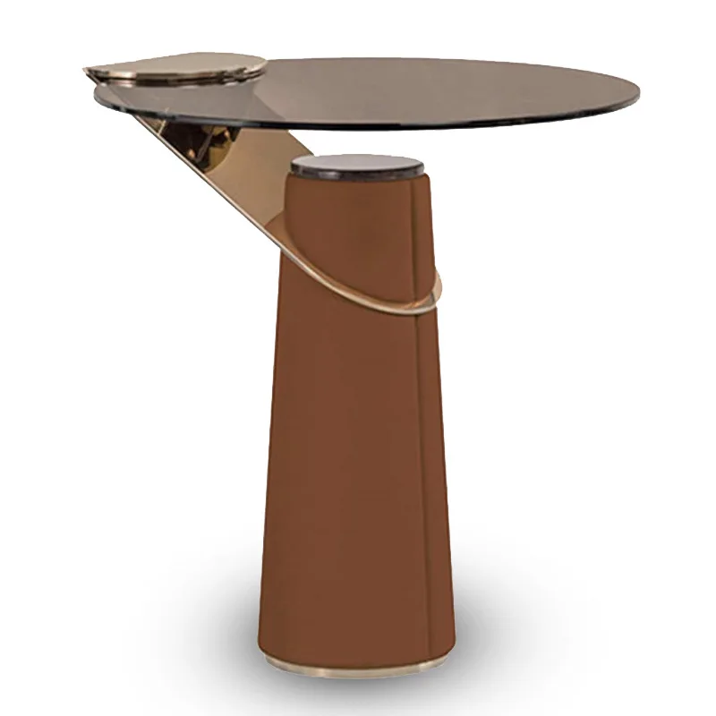 

Металлический журнальный столик с поверхностью из закаленного стекла, Круглый Простой креативный боковой столик для маленькой квартиры, с...