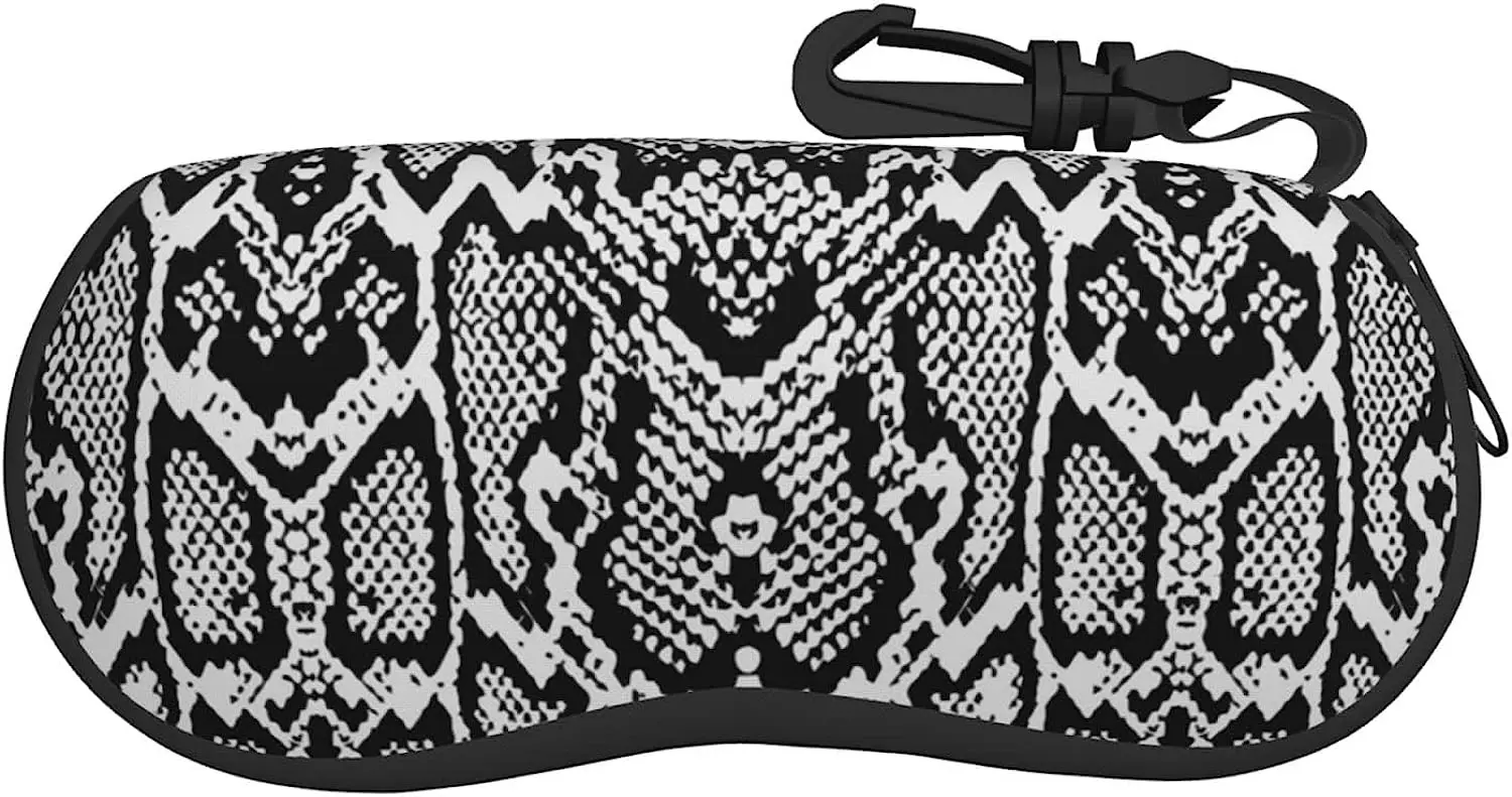 

Snake Python Skin Texture Sunglasses Soft Case Zipper Eyeglass Case Protective Holder With Belt Clip