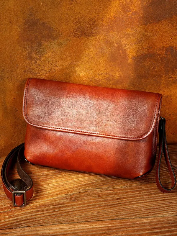

Slow Time/Mantime Men's Multifunction Handbag Genuine Leather Messenger Bag Casual Clutch First Layer Cowhide Leather Single-Sho