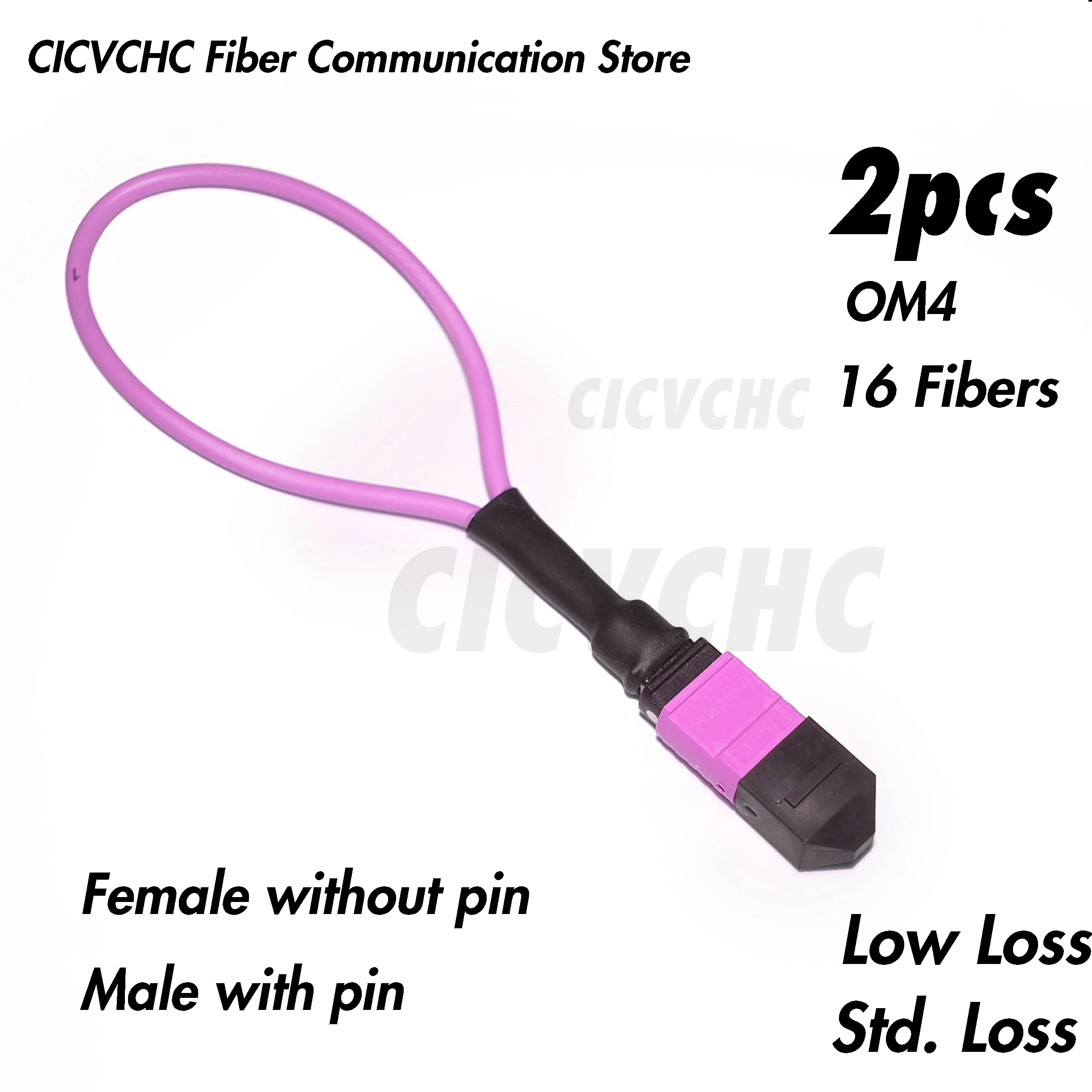 2pcs 16 Fibers MPO/UPC Loopback Multimode OM4 with Elite or Standard Loss Pull Type