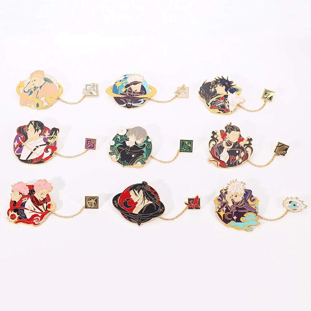 Японский аниме ююютсу Kaisen фигурка значки Металлическая пуговица Броши Модные
