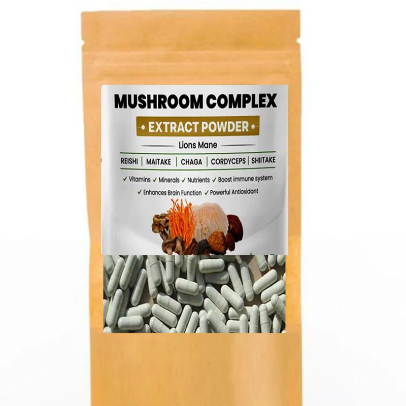 

180PCS,Top6 Mixed Mushroom Extract Capsule 30% Polysaccharide Chaga Reishi Cordyceps Maitake Shiitake Lions Mane