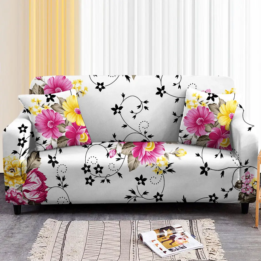 

Stretch Sofa Cover Flower Printed Elastic Couch Cover Case for Corner Sectional Sofa Funda De Sofá L Shape Sofas Slipcover