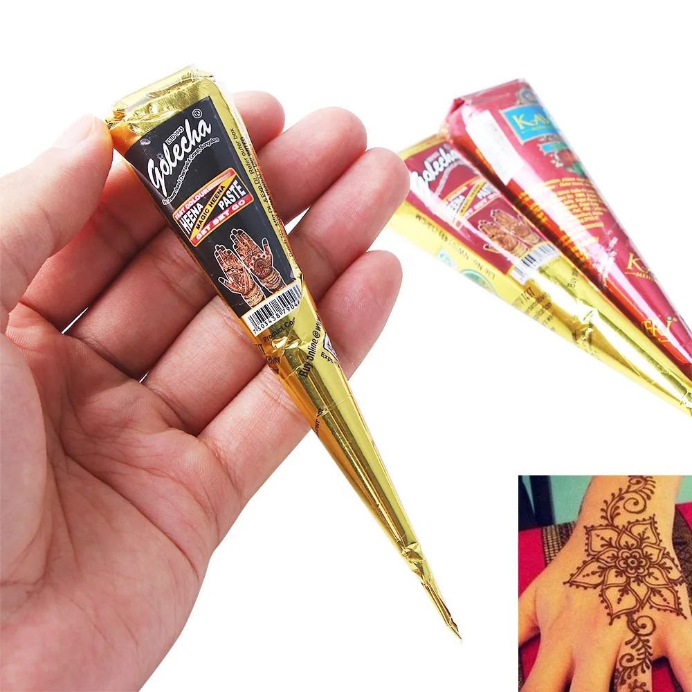 1pcs Natural Henna Cone Brown Color Henna Paste Cone Women Finger Cream Cone Stencil Feet Makeup Temporary for Tattoo Drawing