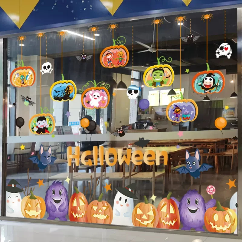 

Виниловый стикер на Хэллоуин, наклейки на стену «сделай сам», летучие мыши, тыква, призраки, наклейки на стену для гостиной, ресторана, детск...