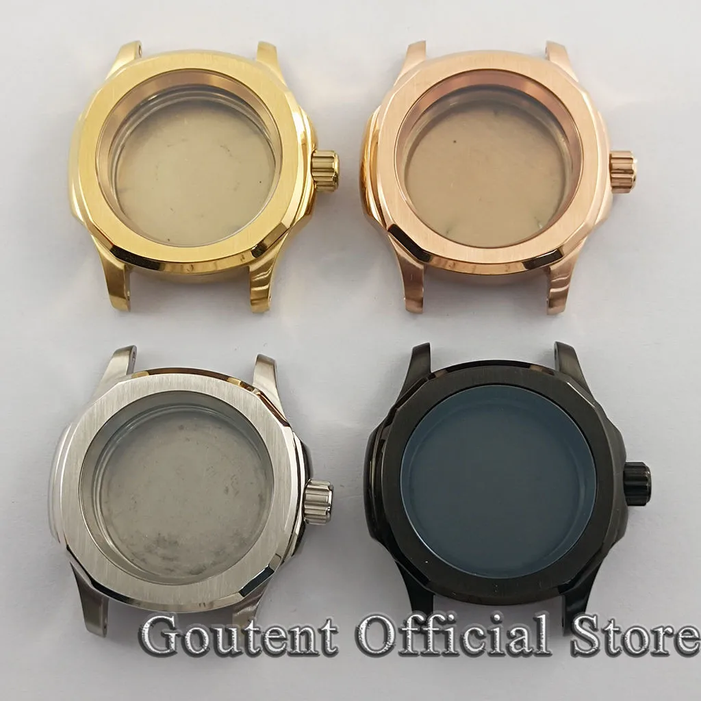 Goutent 40mm Silver Black Gold 200m Waterproof Watch Case Sapphire Glass Fit NH35 NH36 Movement