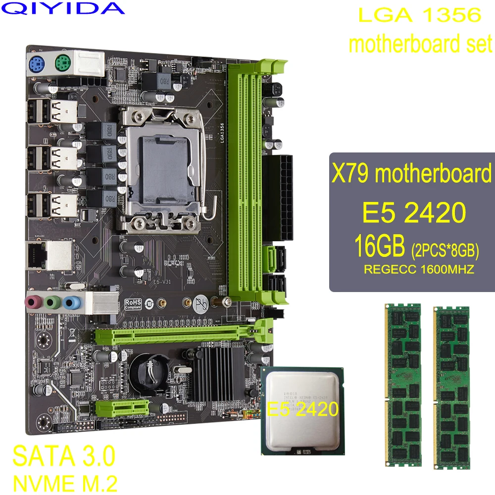 X79A motherboard set E5V31 E5 2420 CPU Processor 16GB(2pcs*8GB)DDR3 ECC RAM Memory SATA3.0 |