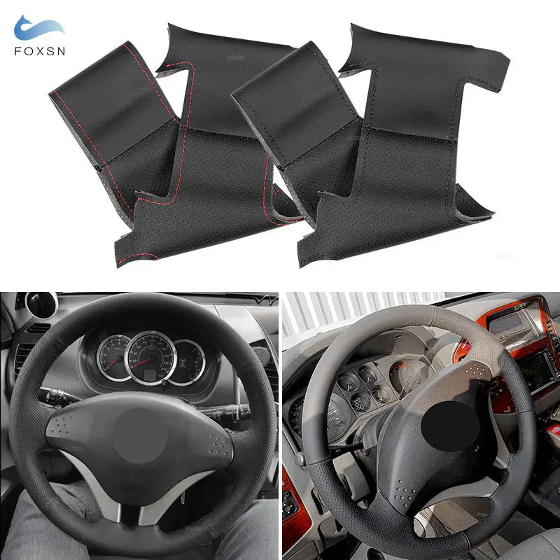 

Hand Braid Perforated Leather Car-styling Interior Steering Wheel Cover Trim For Mitsubishi Pajero 2008 2009 2010 2011 V73 L200
