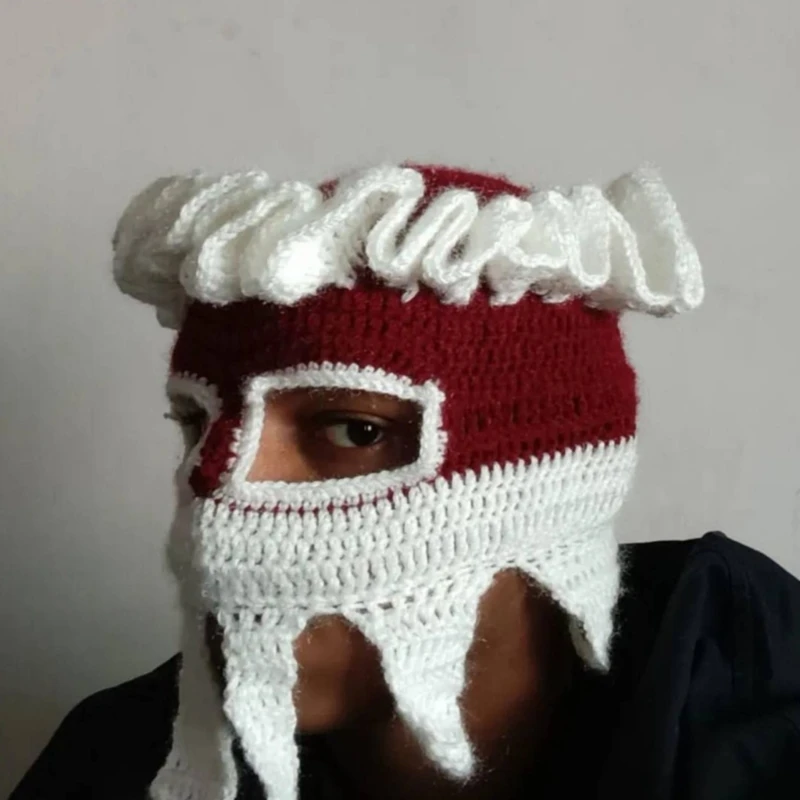 

Вязаная лыжная маска на все лицо для мужчин, рождественская термозимняя теплая вязаная шапочка-балаклава для занятий спортом на