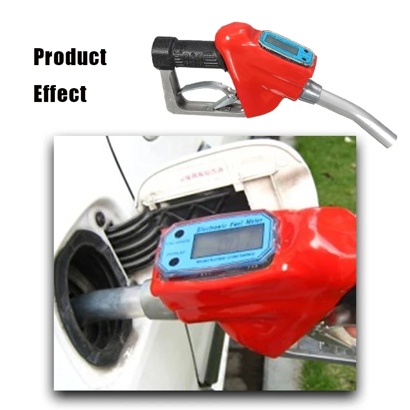 Gasoline Diesel Spray Gun Digital Display Flowmeter Adjustable Methanol Chip Electronic Metering Turbo Fuel Refuel Indicator Gun