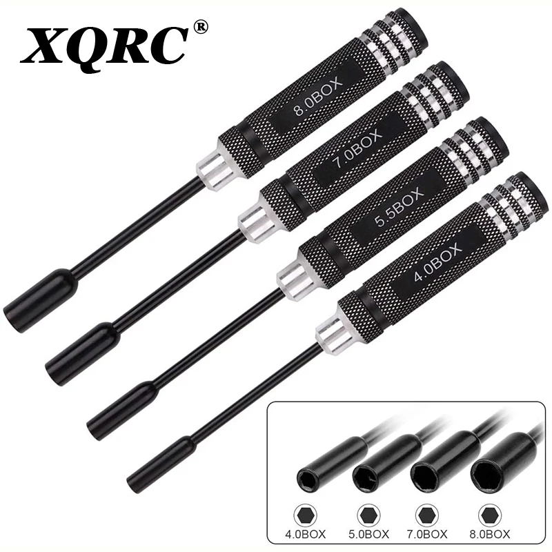 Enlarge 4 pieces / set metal hexagon nut wrench socket screwdriver 4.0/5.5/7.0/8.0mm for RC model car toy ship and aircraft scx10 trx4