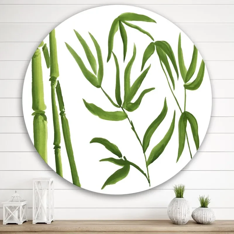 

'The Forest of Bamboo Branches IV' Tropical Circle Metal Wall Art 36x36 - Disc of 36