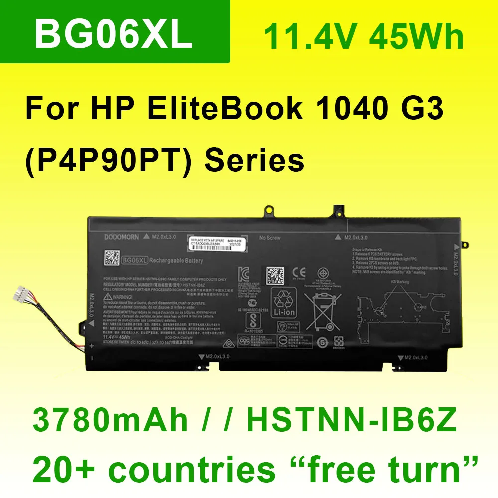 Фото Замена аккумулятора для ноутбука BG06XL для HP Elitebook Folio 1040 G3 P4P90PT Series HSTNN-IB6Z HSTNN-Q99C 804175-1B1 11.4V 45Wh №1