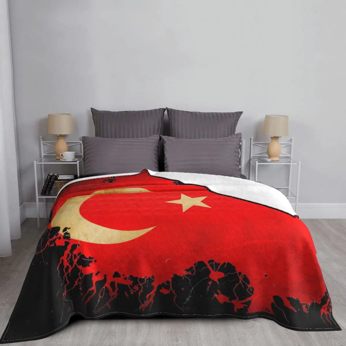 Индейский флаг красная луна флисовое зимнее многофункциональное супермягкое