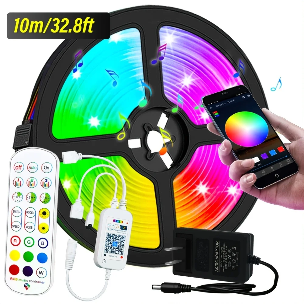 

1 шт., Wi-Fi-музыка, RGB-лента, включая светодиодную ленту, адаптер питания, RGB-пульт дистанционного управления музыкой