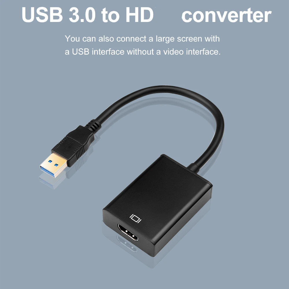 

Кабель-адаптер 1080P / 60 Гц, USB в HDMI, HD преобразователь, поддержка видеовыхода, высокая скорость Гбит/с, поддержка Win7 / Win8 /Win10 PC