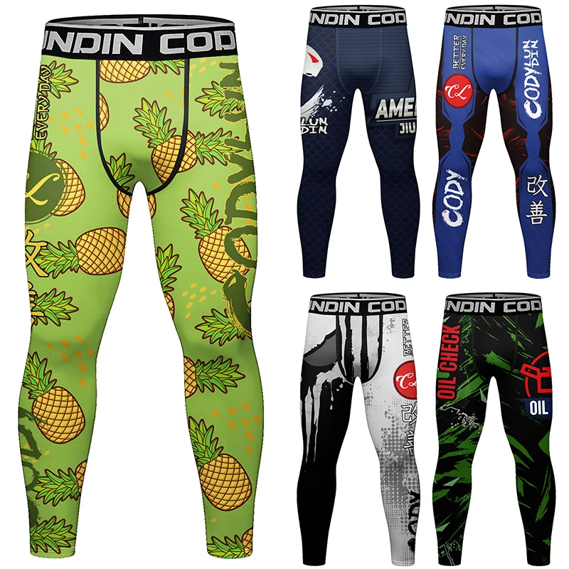 Брендовые спортивные мужские тайтсы для бега взрослых компрессионные штаны ММА