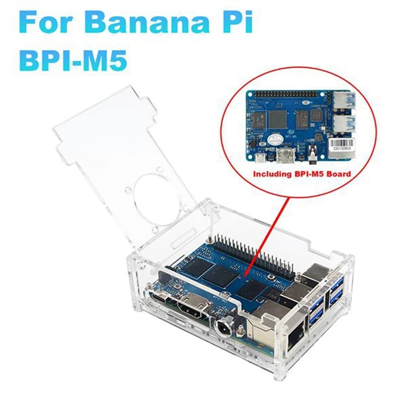 

Макетная плата для Banana Pi BPI M5 Amlogic S905X3 Четырехъядерный 4 Гб LPDDR4 + 16 Гб EMMC с чехлом + охлаждающий вентилятор + 4-кратный радиатор