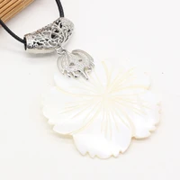 natural shells white alloy flower pendant necklace 55x55mm for jewelry making diy necklaces accessories charms gift party decor
