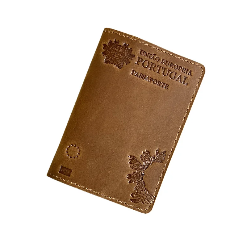 Genuine Leather Portugal Passport Cover for Portuguese Credit Card Holder Cow Leather Passport Case Travel Wallet