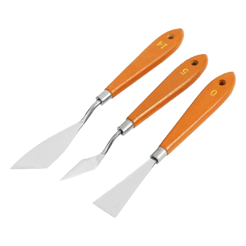 

1Set 3Pcs Mixed Stainless Steel Palette Scraper Set Spatula Knives For Artist Oil Painting Tools Painting Knife Blade
