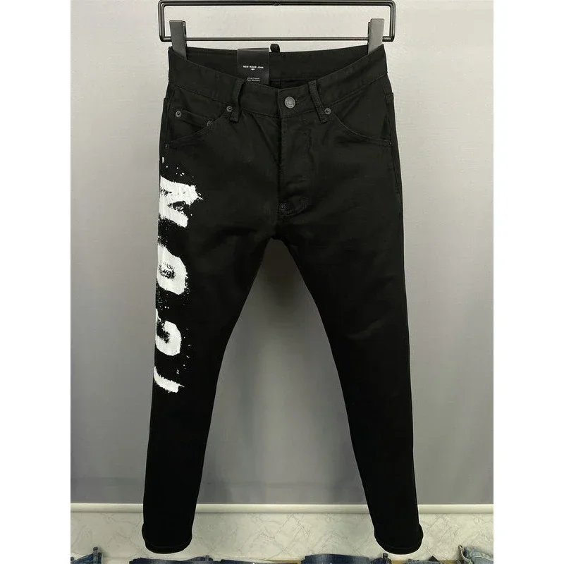 Мужские облегающие джинсы с вышивкой DSQ2 модель 2024 года D2 Стрейчевые брюки