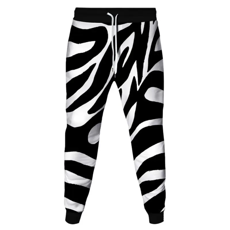 

Men Black White Zebra Stripe 3D Printing Fashion Sweatpants Women Outdoor Camouflage Jogging Pants Male Lattice Clothes Trousers