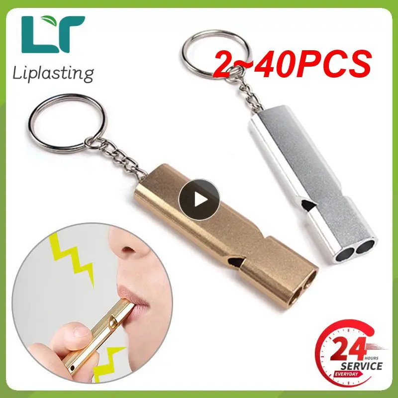 

2~40PCS Dual-tube Survival Whistle Portable Aluminum Safety Whistle For Outdoor Hiking Camping Survival Emergency Keychain Multi