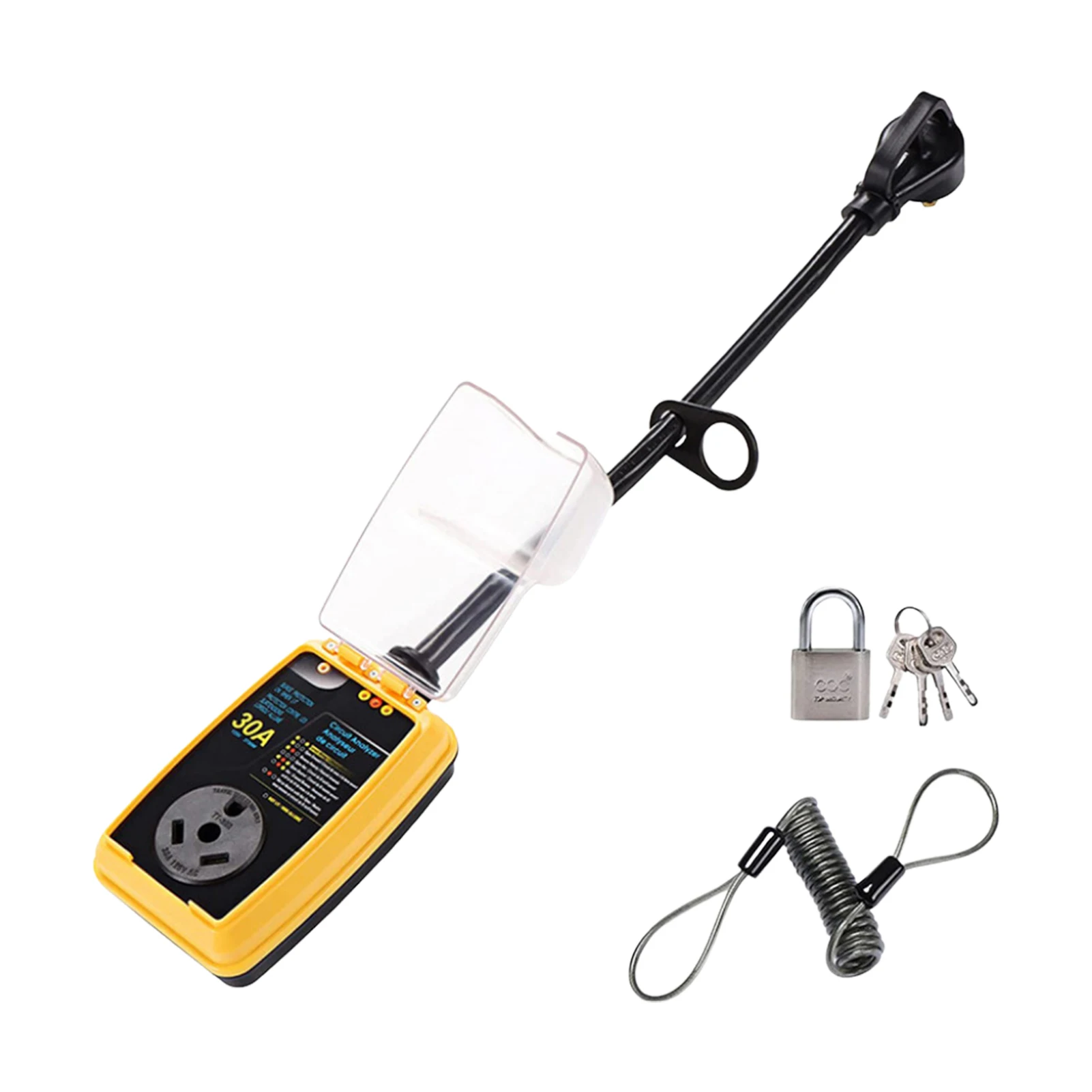 

Circuit Analyzer Tester Plug Waterproof Smart RV Surge Protector RV Power Defender With Rugged Pull Handles