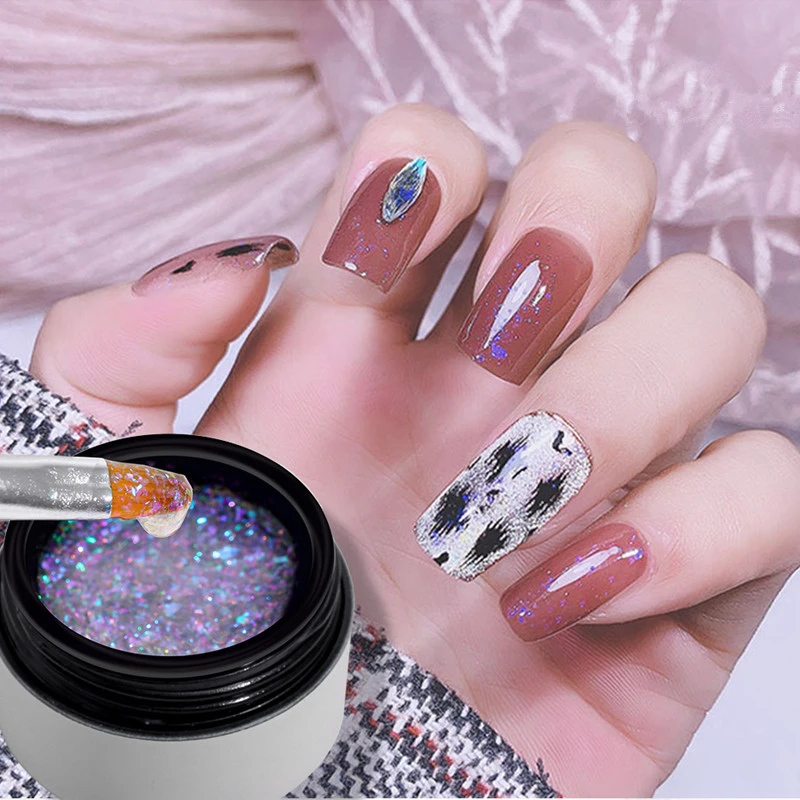 

Aurora Nail Art Top Coat Sequin Gel Polish Opal Powder Hybrid Soak Off UV Gel Varnish Glitter Lacquer DIY Manicure Tool