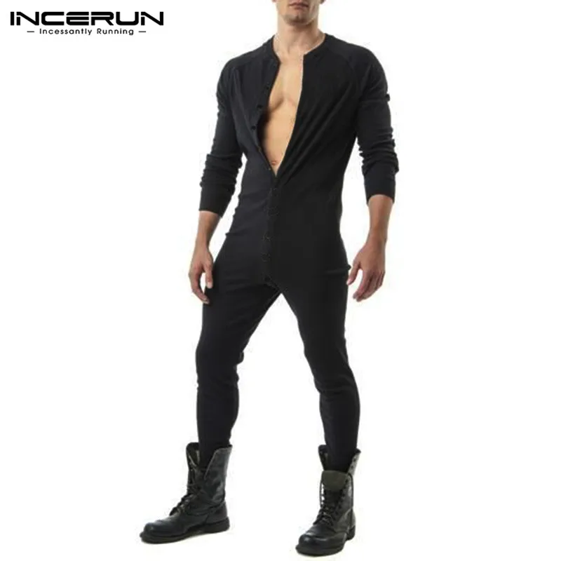 

Пижама INCERUN Мужская однотонная с длинным рукавом, на пуговицах