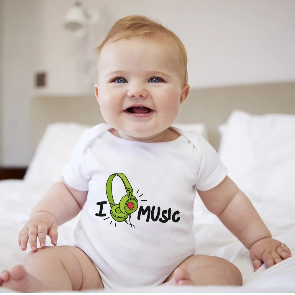 

I Love Music комбинезоны для новорожденных Boys Fashion Rock Harajuku детские летние комбинезоны Soft Home Casual 0-24 мес.