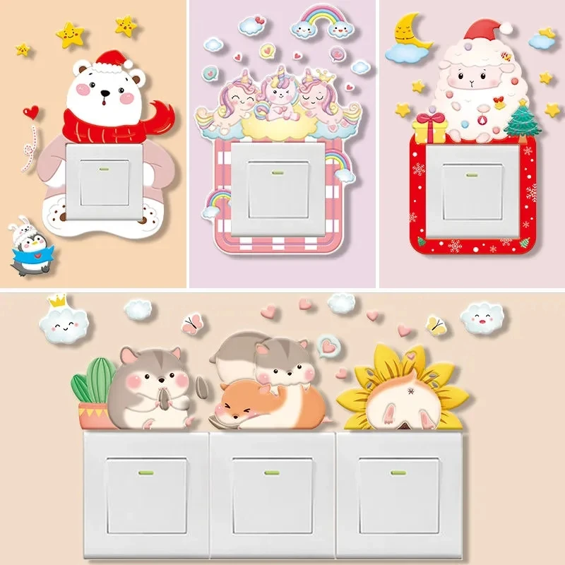 

Наклейки на выключатель защитный чехол для дома спальни декоративные настенные наклейки на высветильник ель света простые современные 3d с...